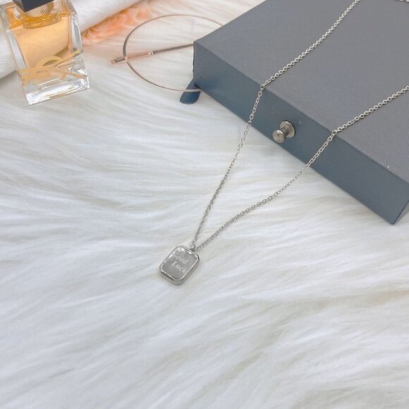 Simple Design Letter Good Luck Pendant Couple Necklace - Picture 6 of 10